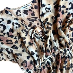 Leopard Print Dress with Lace-Up Detail